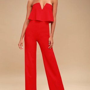Power of Love Red Strapless Jumpsuit | Lulus